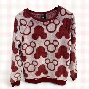 Disney Women's Burgundy Mickey Mouse Sweater